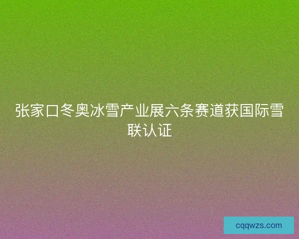 张家口冬奥冰雪产业展六条赛道获国际雪联认证
