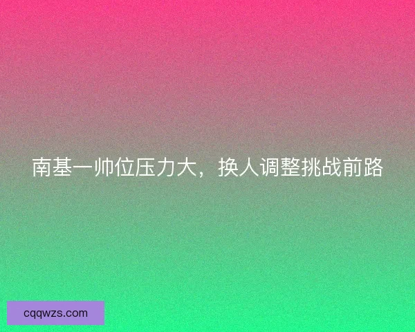 南基一帅位压力大,换人调整挑战前路 南基一帅位压力大,换人调整挑战前路