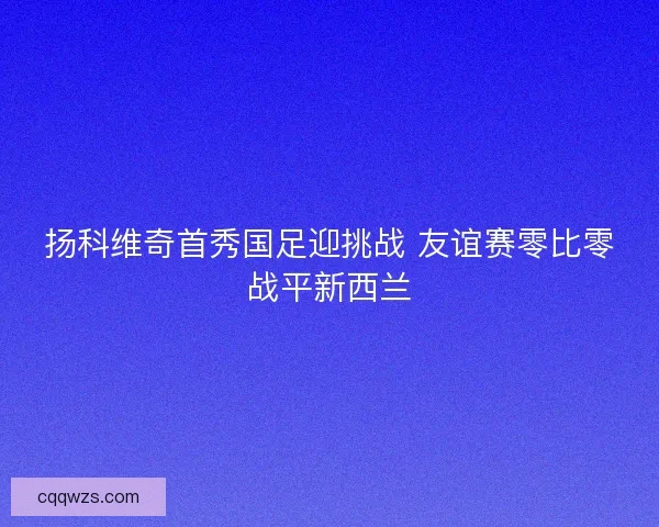 扬科维奇首秀国足迎挑战 友谊赛零比零战平新西兰